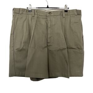 LL Bean Mens Cotton Pleated Canvas Chino Shorts Size 40 Army Green Pockets NWT